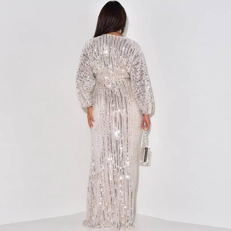 Glimmering  V-Neck Maxi Dress 1