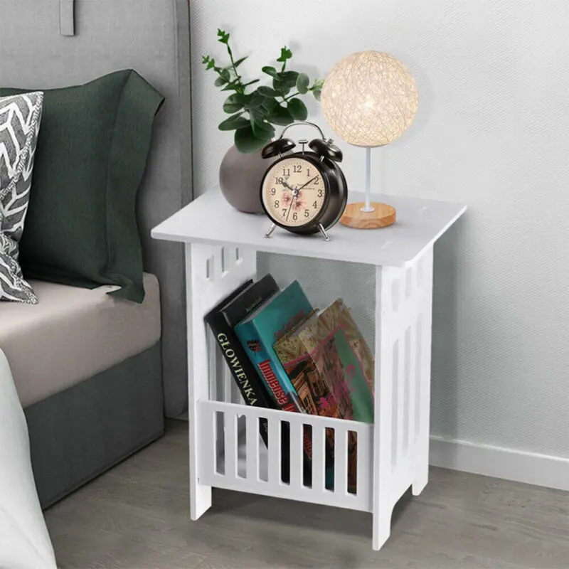Small Bedside Table Cabinet Side End Coffee Tea Table Nightstand Storage Shelf 5