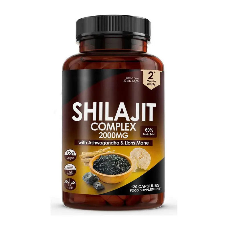 Shilajit complex + Ashwagandha lions Mane clean UK Made High Strength 2000mg Capsules with fulvic acid 0