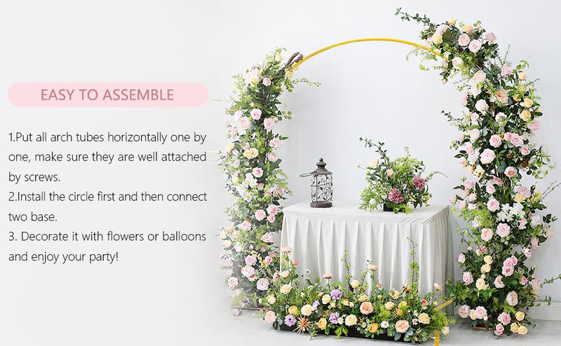 Product Introduction of Round Balloon Arch Kit, 1.8M Metal Stand With Base, Backdrop Stand for Birthday Party, Baby Shower, Graduation, Wedding 3