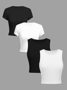 Women's Solid Racer Back Tank Top, Casual Sleeveless Top for Daily Wear, Ladies Clothes for All Seasons