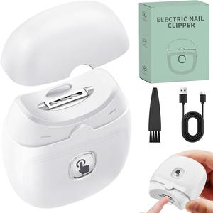 Electric Nail Clipper with Light, Rechargeable Automatic Nail Trimmer, Manual Nail Polisher, Professional Manicure & Pedicure Tool for Home & Beauty Salon, Nail Care Tool