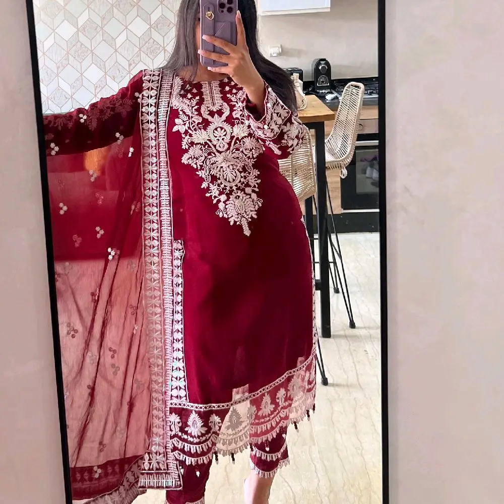 Party collection RANI Chiffon embroidered organza dress  Womenswear   Long Sleeve  Embroidery Formal