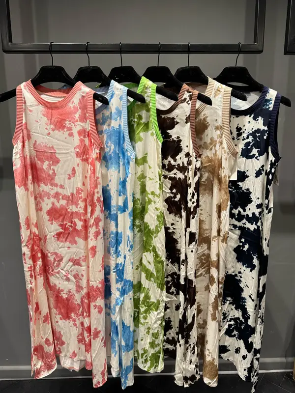 Cow Print Silky Satin Dress - (UK Size 6-12) Women's Holiday Dress, Summer Holiday Wear , Holiday Daily Wear 0