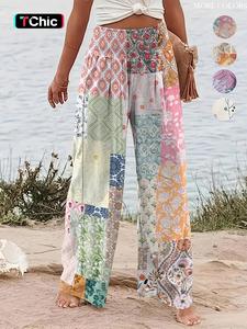 Women's Patchwork / Floral Print Elastic Waist Wide Leg Pants, Bohemian Baggy Boho Casual Trousers for Beach Vacation Holiday, Ladies Bottoms for All Seasons, Womenswear, Casual Fashion Pants, Casual Lounge Pant