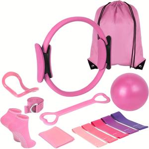 Yoga Pilates Equipment Set, 13pcs/set Yoga Ring & Ball & Resistance Band & Stretch Band & & Socks & Storage Bag, Fitness Equipment for Home Gym,At Home Gym Equipment, Exercise Ball, Fitness Training Band