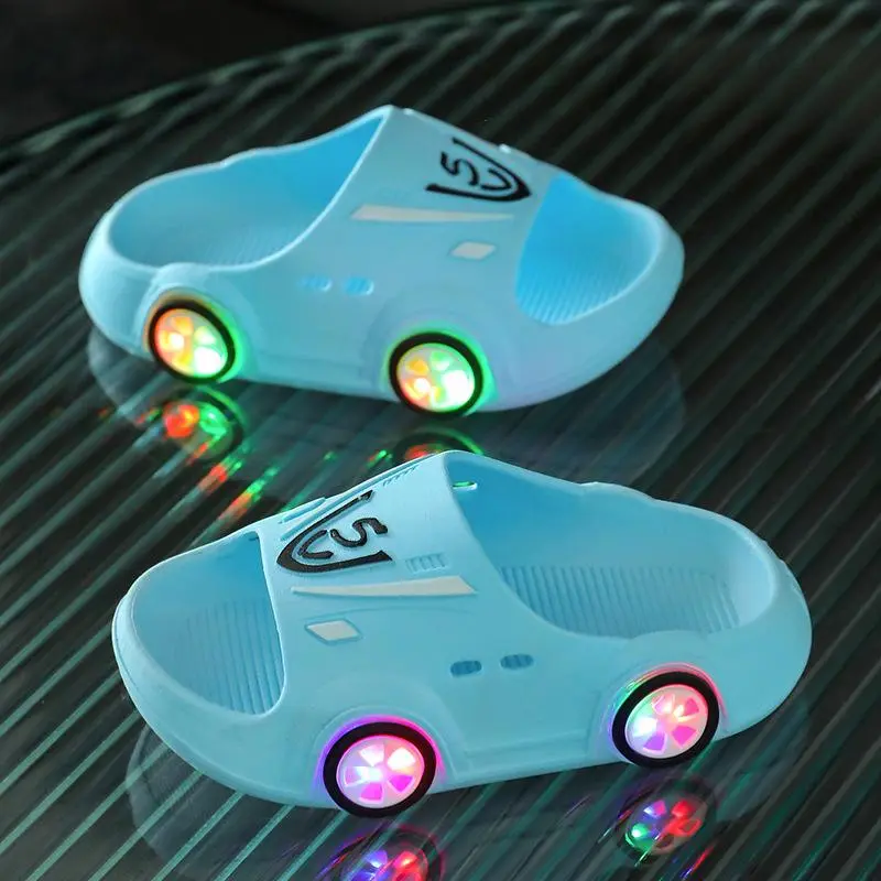 SummerChild Shoes LED Lights Slippers Baby Indoor Antiskid Sandals Boy Girl Luminous Slippers Kid Home Parent-child Sandals 3