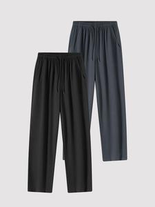 Men's Solid Color Drawstring Waist Pants, Regular Fit Casual Comfy Straight Leg Trousers for Summer, Men's Bottoms for Daily Wear, Beige