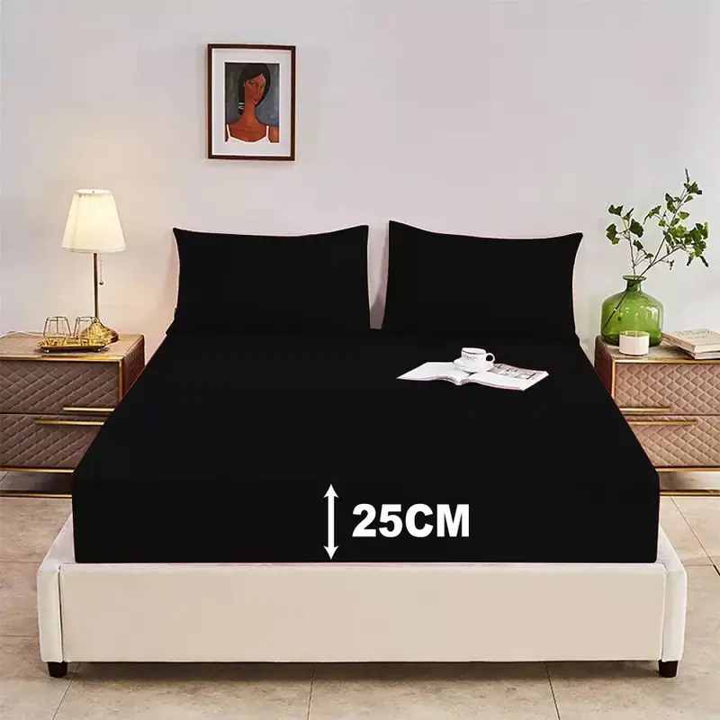 New  Fitted Bed Sheet 25cm Extra Deep, Wrinkle, Fade, and Stain Resistant Polycotton Fitted Sheet, Luxurious and Cosy Soft Non-Iron Bedding Fitted Bottom Sheets 2