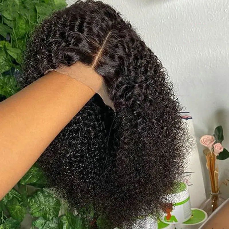 Glueless Short Bob Wigs Kinky Curly Human Hair Wigs 13x4 Transparent Lace Front Wigs Wet And Wavy Jerry Curly Lace Closure Wig 1