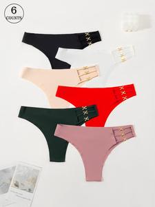 Women's Solid Color Rhinestone Decor Panty, Soft Comfy Breathable Knicker for Daily Wear, Underwear for All Seasons