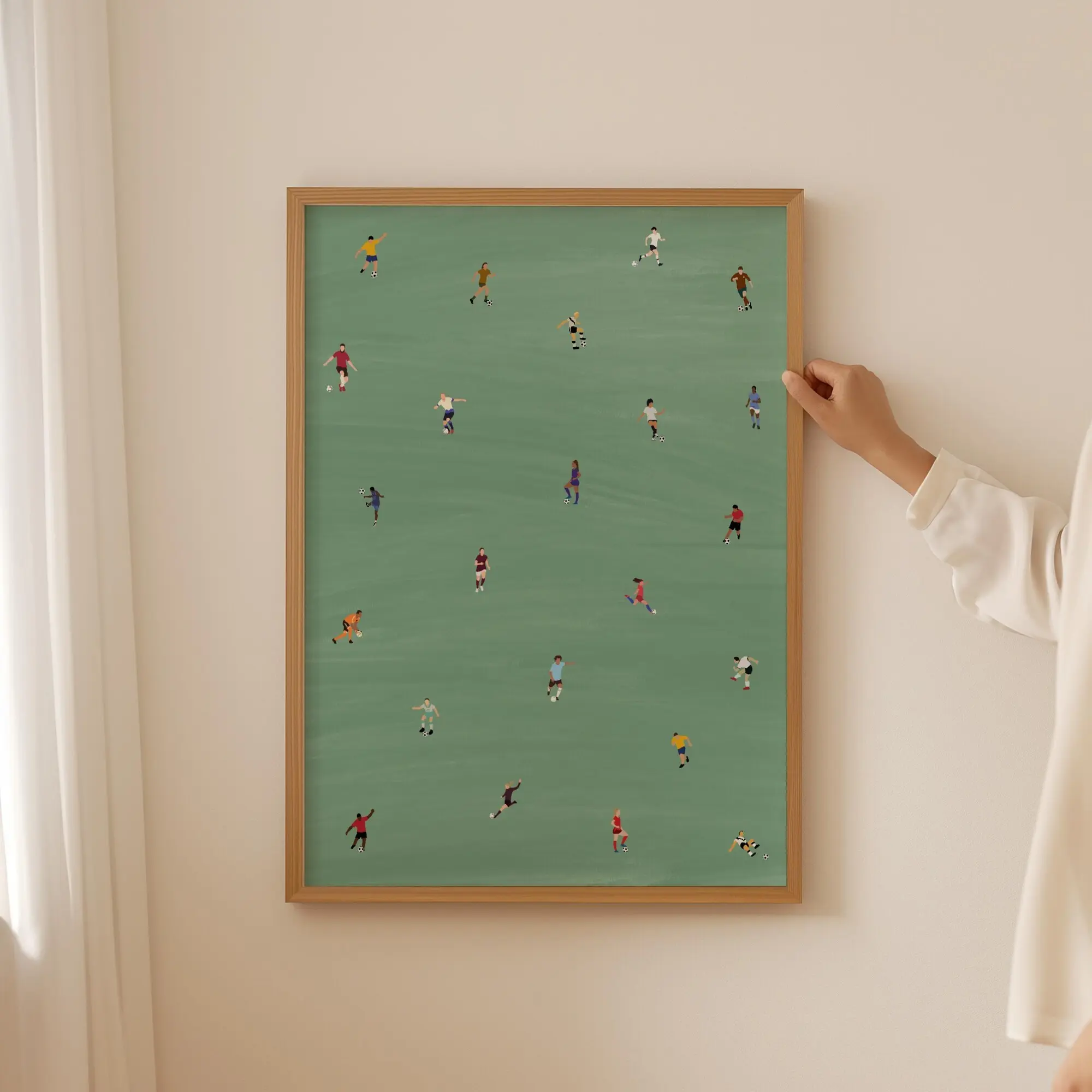 Tiny Soccer Players Print Minimalist People Art Gift for Soccer Player Modern Home Office Decor Poster Printable Art
