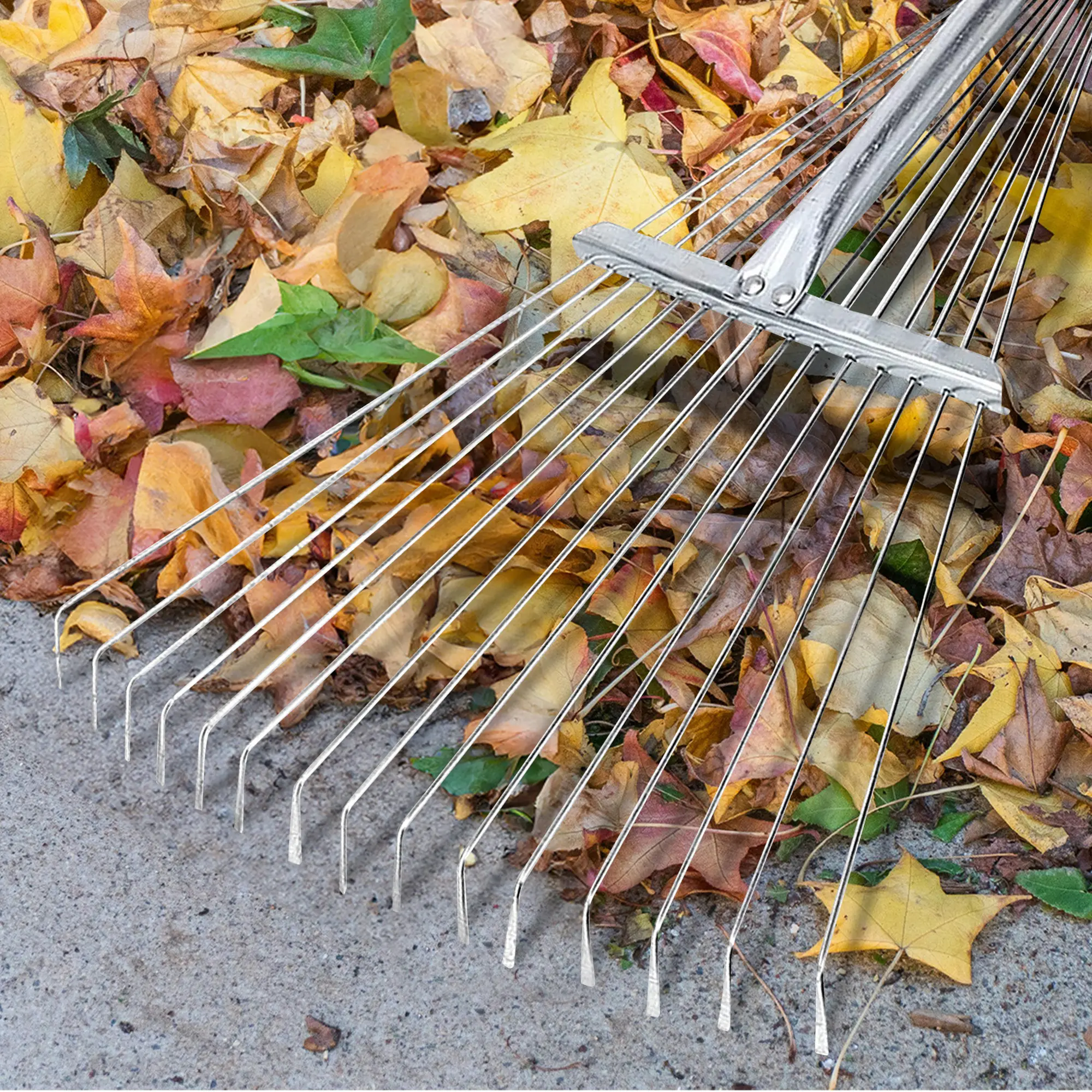 Expanding 15 Teeth Rake Lawn Soil Leaves Garden Autumn Grass Soil Cleaning