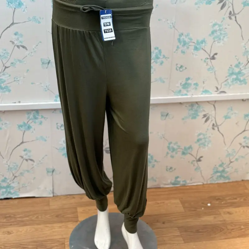 Turkish Latest Trending Cuff Cotton Harem Trouser - Soft, Modest, Lastic & Darwstring, Black/Khaki/Brown/Dusty Pink/White, S/M/L/XL - Fit, Pants 6