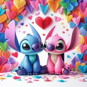 Lilo & Stitch Pattern Diamond Arts Colorful Painting Kit without Frame, DIY 5D Diamond Arts Crafts for Bedroom Home Wall Decor