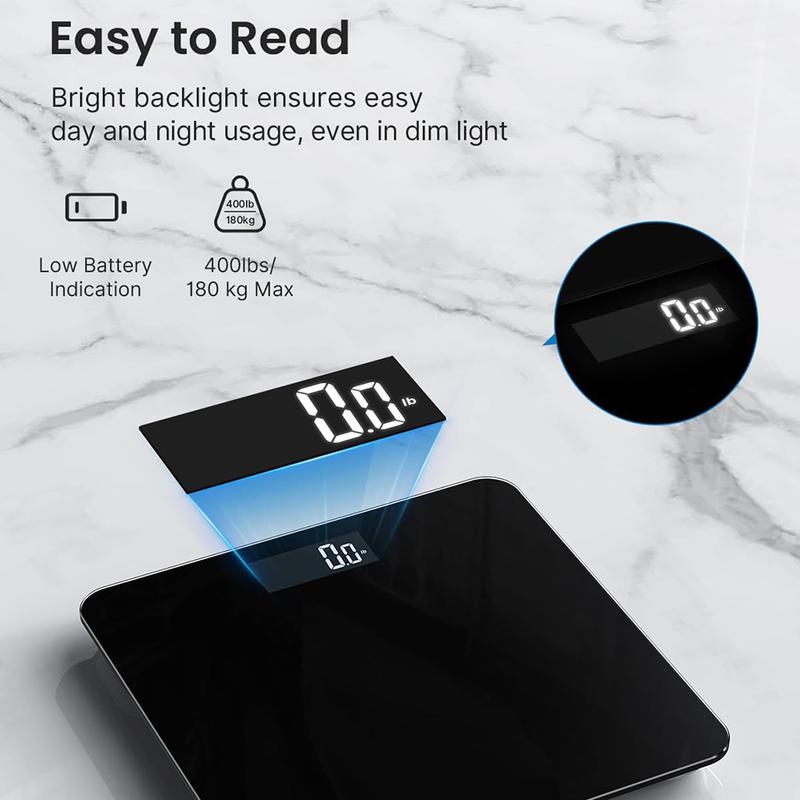 Digital Bathroom Scales 180KG – High Precision Electronic Body Weight Scale with Large LCD Backlit Display, Step-On Technology & Non-Slip Surface – UK Home Health & Fitness Tracking 8