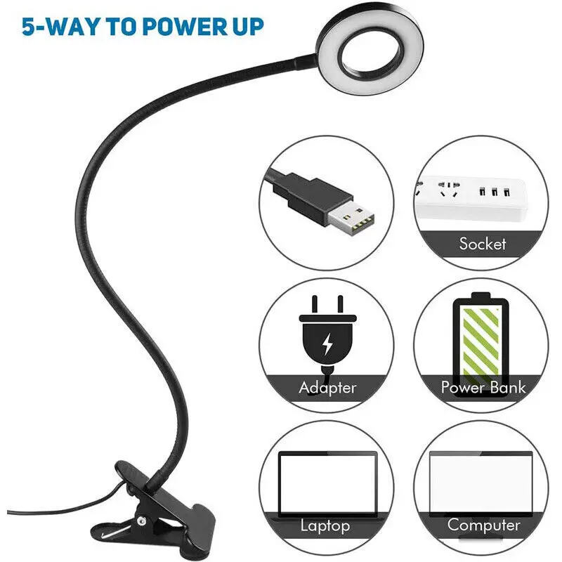 48 LED USB Clamp Clip On Desk Light - Flexible Bed Reading Table Study Night Lamp (3 Colors) 4
