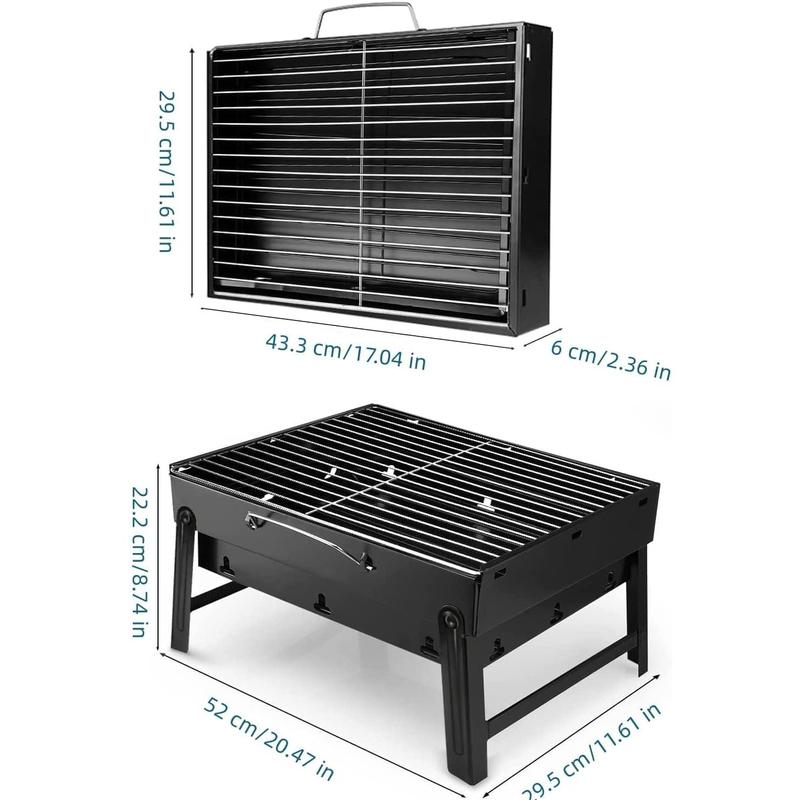 Barbecue Grill Portable, Charcoal Barbecues, Stainless Steel BBQ, Desk Tabletop Outdoor Barbecue Grill, Charcoal BBQ Pit Grill for Picnic Garden Camping Travel (20.47''x11.61''x8.74'') Foldable Traditional Small 2