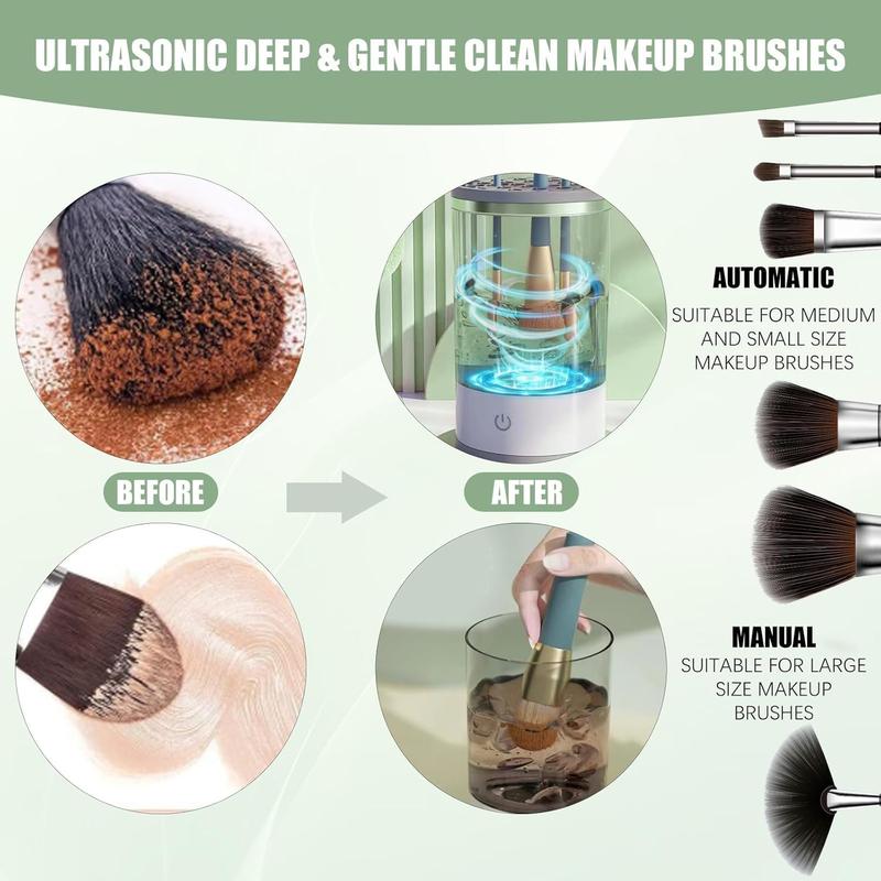 Product Introduction of Electric Makeup Brush Cleaner, 1 Piece USB Charging Portable Makeup Brush Cleaner with Makeup Brush Holder, Makeup Organizer, Makeup Brush Cleaning Tool, Cleaning Supplies, Cleaning Gadgets, Gift for Girls 2