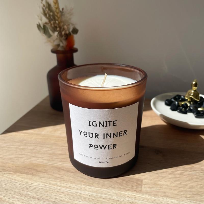 Amber Frosted Glass Empowering Candle 4