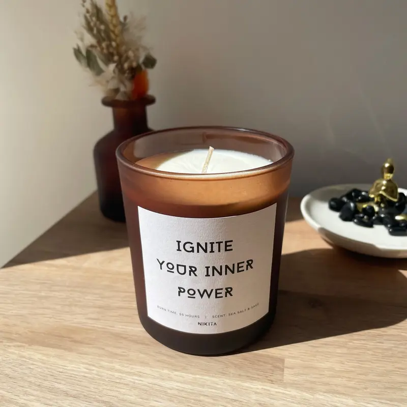 Amber Frosted Glass Empowering Candle 4