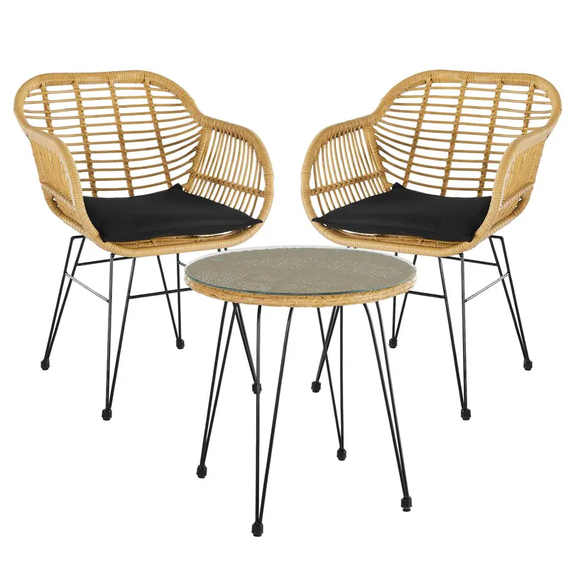 Vicenza Wicker Rattan Garden Bistro Table & Chairs Set 1