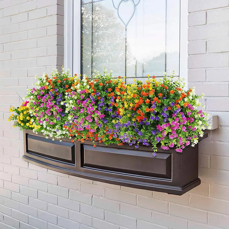 Artificial Flowers UV Resistant Outdoor Fake Flowers Plastic Hanging Shrubs Plants for Garden Porch Window Box Home Decoration Decorative Decorative 2
