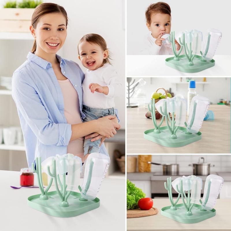 Baby Bottle Drying Rack, Baby Bottle Drain Holder with Detachable Drip Tray, Baby Drying Rack Ideal for Bottles, Teats, Cups, Reusable Baby Bottle Holder Baby Accessories 2