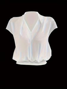 Women's Plain Batwing Sleeve V Neck Blouse, Casual Cap Sleeve Top for Summer, Women's Clothing for Daily Wear