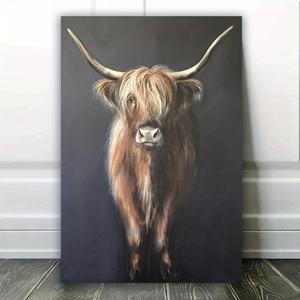 Highland Cow Cattle Canvas Art Without Frame, 1 Count Nordic Painting Poster And Print, Scandinavian Wall Art Pictures For Living Room