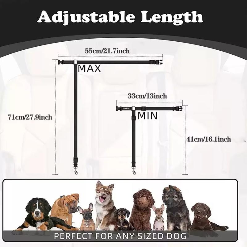 Pet Dog Adjustable Travel Seat Belt Car Safety Harness for Dogs, Crash Tested Dog Seat Belt Lead and Restraint Strap, Secure and Comfortable Car Travel Accessory for Small Medium Large Dogs, Puppy Car Seat Belt, Nylon Dog Car Harness, Dog Travel Gear 5