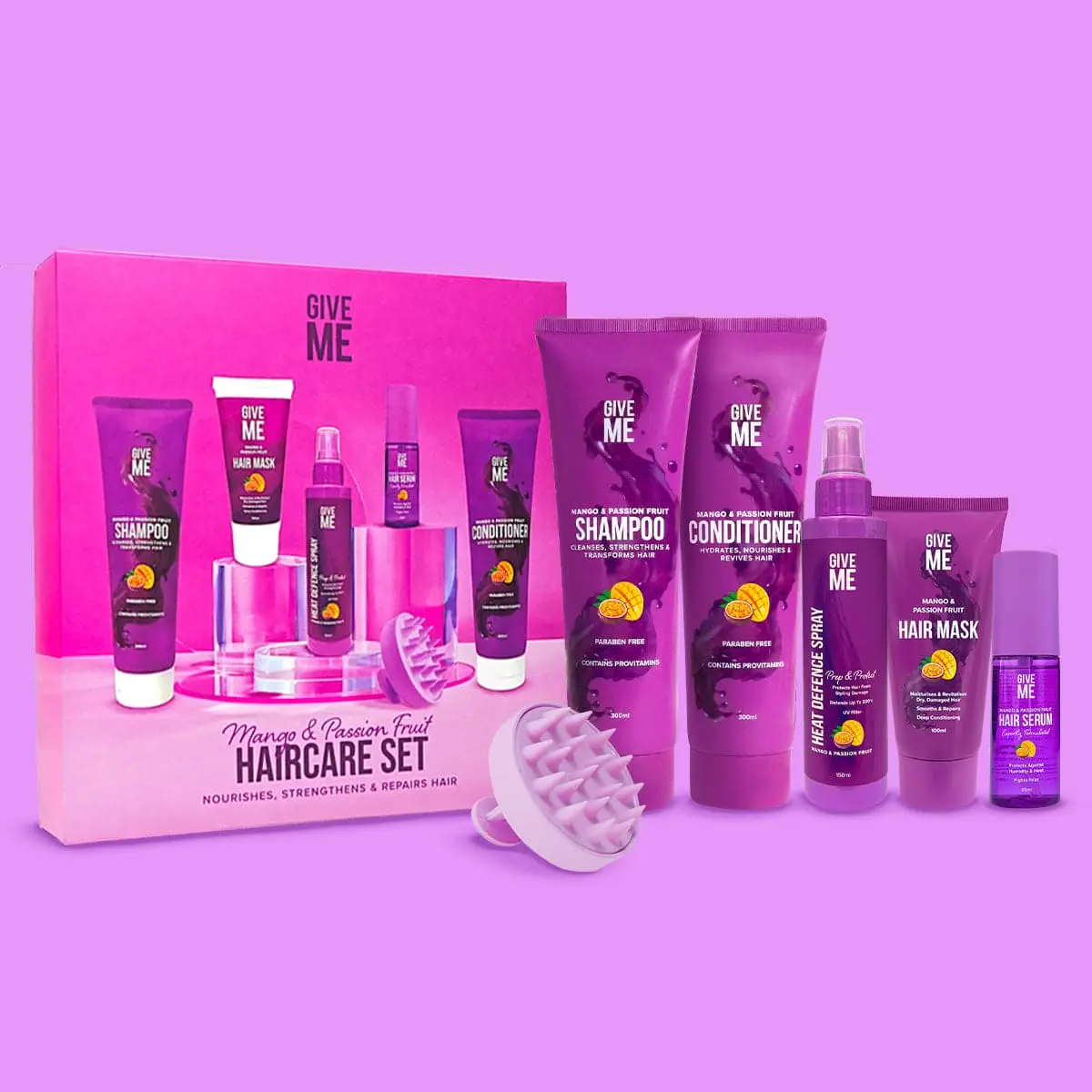 Mango & Passion Fruit Full Haircare Set for Finer and Greasy-Prone Hair - Conditioner and Comfort Comfort Shampoo Conditioner Cleansing Hydrating