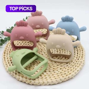 Baby Teether Toy, 1 Count Silicone Teether Mitten, Anti-drop Wrist Hand Teether, Solid Color Baby Chew Toy, Newborn Teething Relief Toys