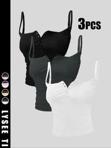 Women's Solid Color Cami Top, Casual Sleeveless Top for Summer, Ladies Clothes for Daily Wear