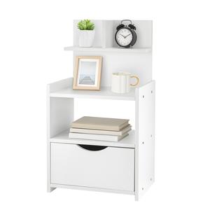 CROWNSHOP White Bedside Table with Drawers for Bedroom Living Room Hallway Bathroom - 60x32.5x25.5CM