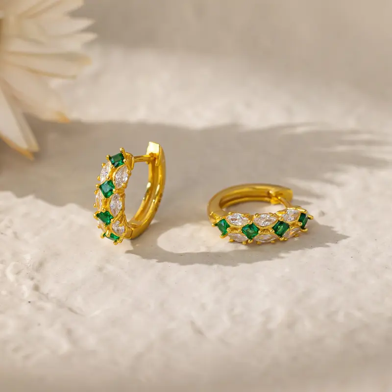 Emerald Green Hoops (S925) 0