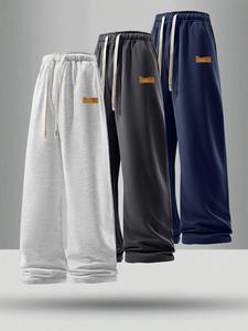 Men's Letter Print Drawstring Waist Sweatpants, Casual Loose Fit Jogger Pants for Summer, Men's Trousers for Daily Wear