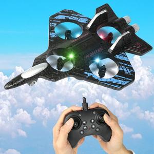 2.4G Stunt Remote Control Fighter Plane Toy, 1 Set Gravity Sensing EPP Foam RC Glider Flying Airplane Sky Toy with Light, Birthday Gift for Boy