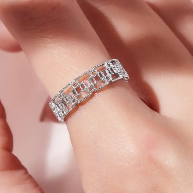 Hollow Rhinestone Decorative Rings for Women for Daily Wear, Wedding, Engagement, Birthday 1