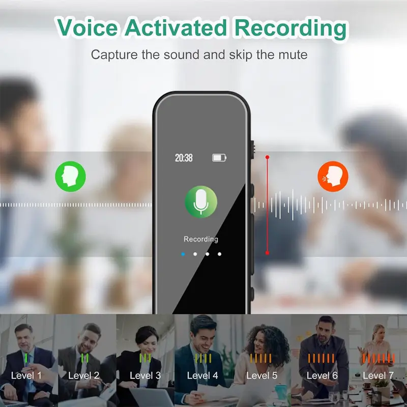 8GB Digital Voice Recorder - High-Quality Dictaphone with MP3 Playback | USB Rechargeable Audio Recording Device for Lectures & Meetings Button Memory 7