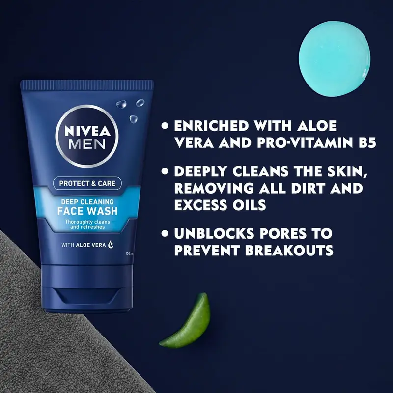 NIVEA MEN Deep Cleaning Face Wash Protect & Care (100 ml) 1