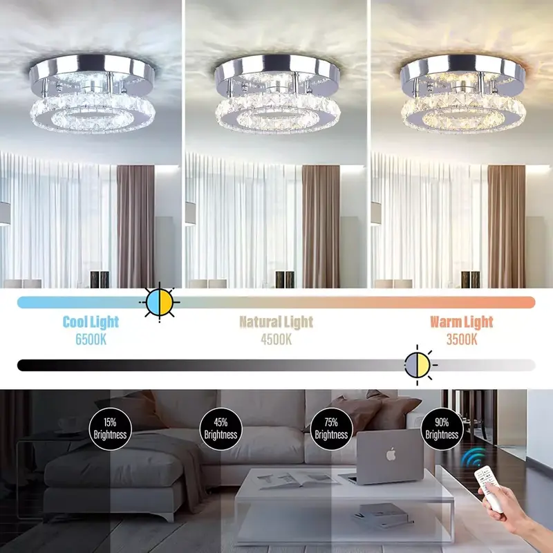 Modern LED Crystal Ceiling Light Chandelier Living Room Hallway Pendant Lamp 4