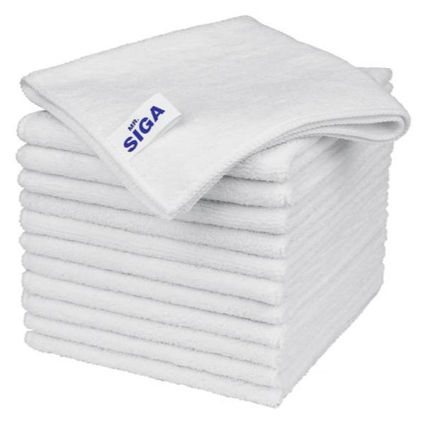Pack of 12 White All-Purpose Microfiber Cleaning Cloths, Streak Free Cleaning Rags - 32 x 32 cm Size 0
