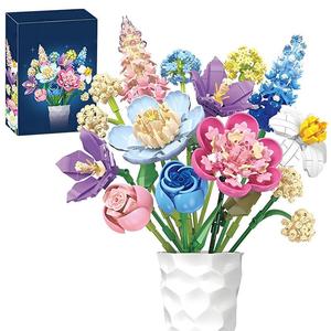 865pcs bouquet building blocks (no vase included) - diy creative assembly toy, small bricks eternal flowers. ideal for christmas, halloween, birthday, valentine's day, thanksgiving gifts, and children aged 6+. home decoration (vase not included).