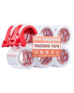 VEVOR Clear Packing Tape, 3 inches Core, 12 Rolls 1.88 Inches x 65 Yards Packing Tape with Dispenser, 2.7 Mil Heavy Duty Packaging Tape Designed for Moving, Storage and Packing, Shipping and Mailing