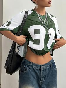 Women's Figure Print V Neck Tee, Casual Fashion T-shirt for Daily Wear, Ladies Summer Clothes, Top