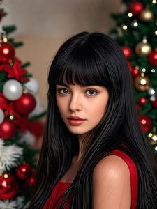Fashion Long Straight Human Hair Wigs with Bangs for Women, Gorgeous Fluffy Wigs for Women, Suitable for Women and Girls Daily, Party, Christmas Gift