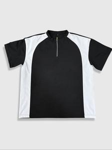 Men's Patchwork Short Sleeve Tee, Casual Regular Fit Half Zip Collar T-shirt for Summer, Fashion Men's Top for Daily Wear, Polo