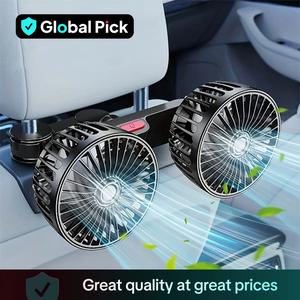 Adjustable Car Backseat Fan, 1 Count Summer Essential Double-head Electric Fan, Strong Wind Rear Seat Back 360 Degrees Rotation Large Air Volume Fan