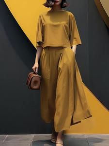 Women's Solid Color Top & High Waist Skirt Set, Modest Casual Fashion Minimalist Cozy Two-piece Set for Daily Outdoor Wear, Ladies Clothes for Summer, Two Pieces Outfits, Outfit Sets Women, Matching Clothing Set, Basic Womenswear